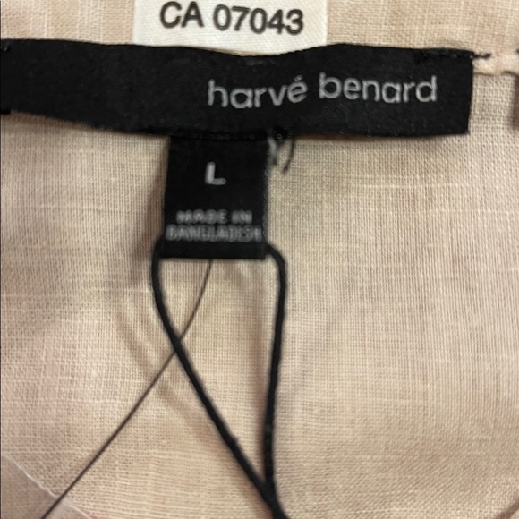 Harve Bénard Washable Linen Pale Mauve Button Front V neck gold buttons Top L - Picture 8 of 12